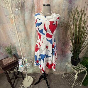 📌 cb Established 1962 White, Red & Blue A-Line Sleeveless Dress